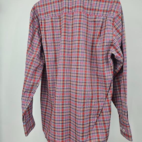 Alan Flusser Men’s M Multicolor Plaid Button-Up Shirt 100% Cotton Casual - Picture 6 of 9